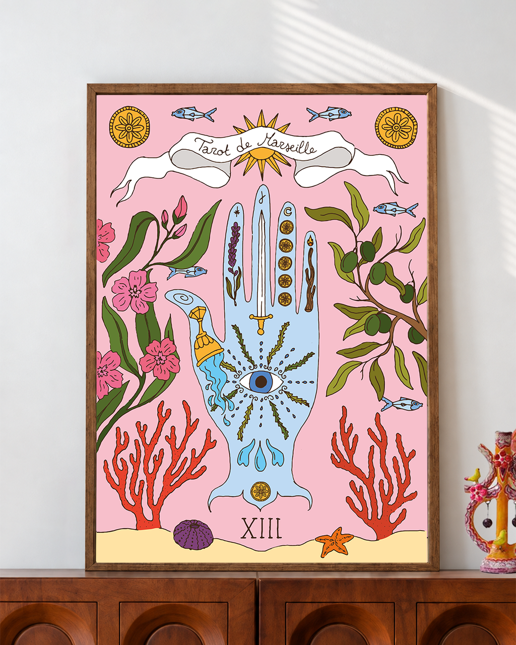 Affiche Tarot de Marseille- Main bleue