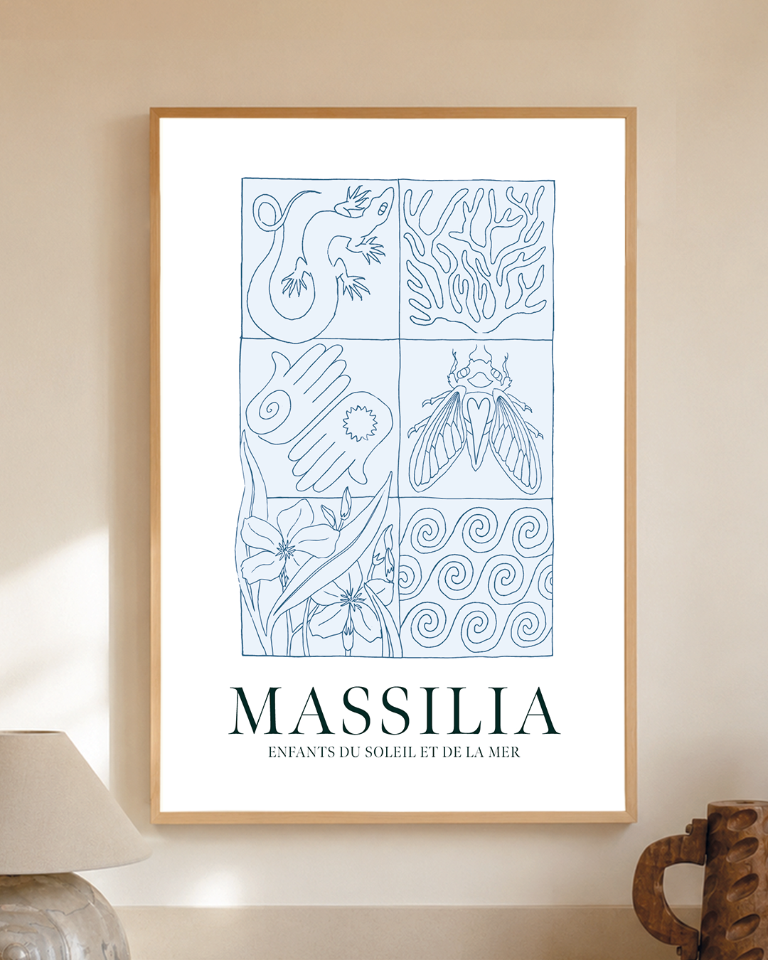 Affiche Marseille / MASSILIA Bleue - Enfants du soleil et de la mer