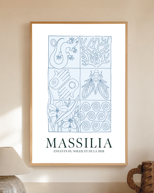 Affiche Marseille / MASSILIA Bleue - Enfants du soleil et de la mer