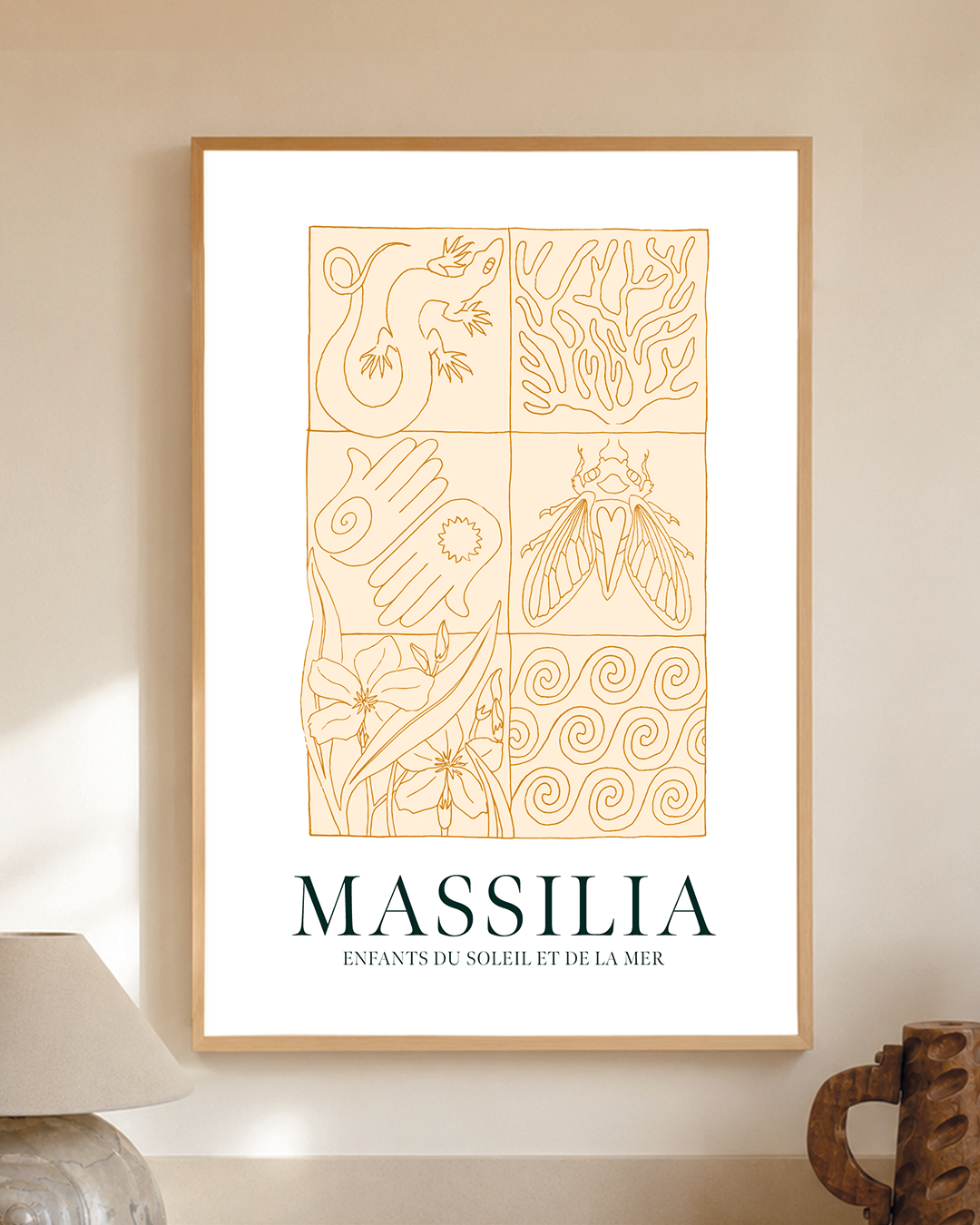 Affiche Marseille / MASSILIA Bronze - Enfants du soleil et de la mer