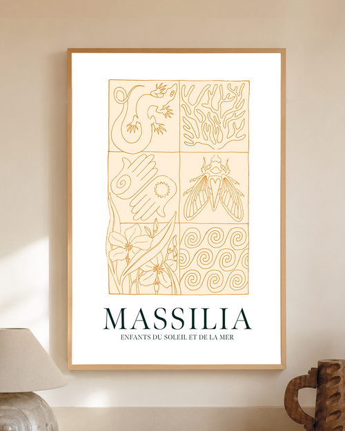 Affiche Marseille / MASSILIA Bronze - Enfants du soleil et de la mer