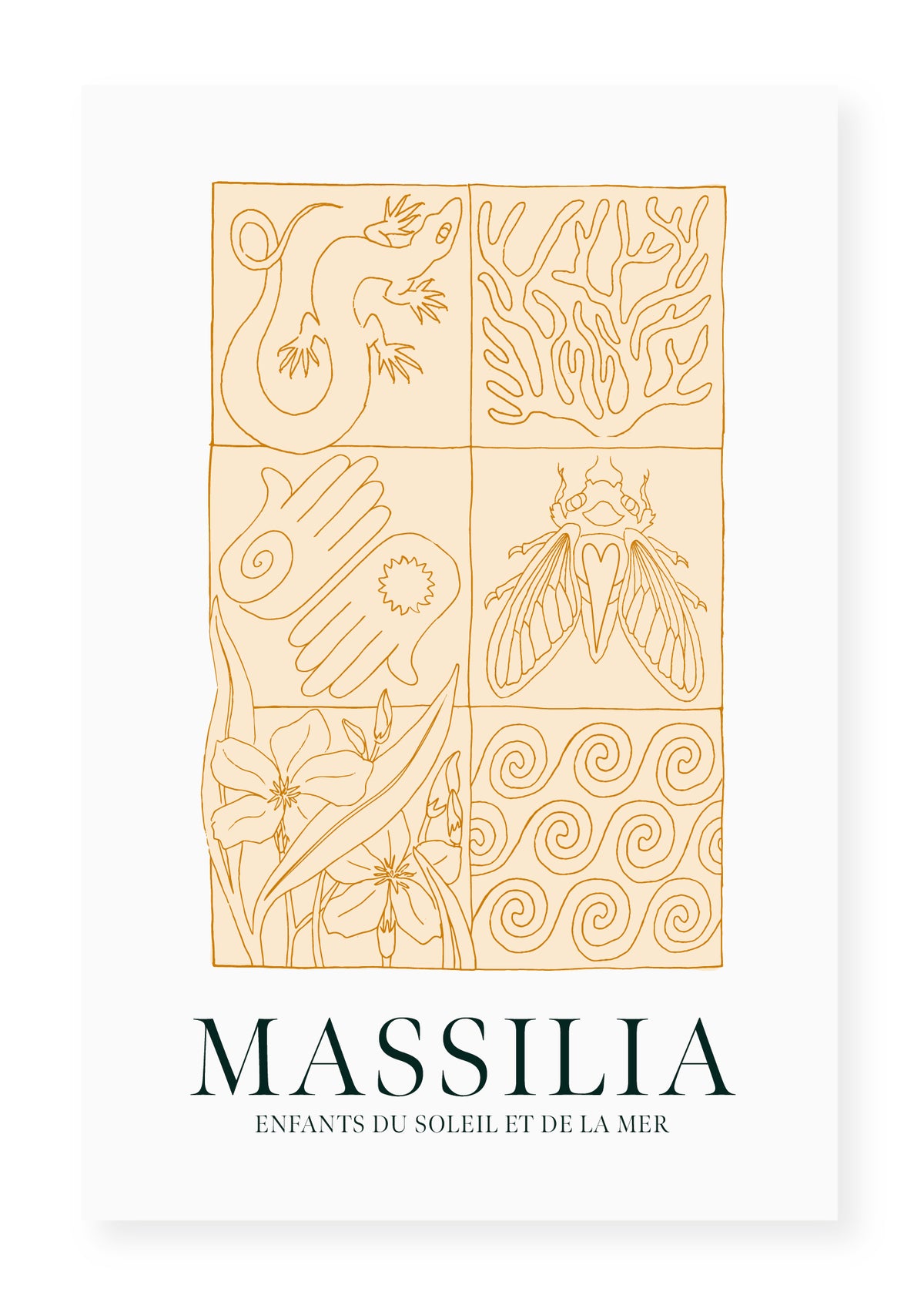 Affiche Marseille / MASSILIA Bleue - Enfants du soleil et de la mer