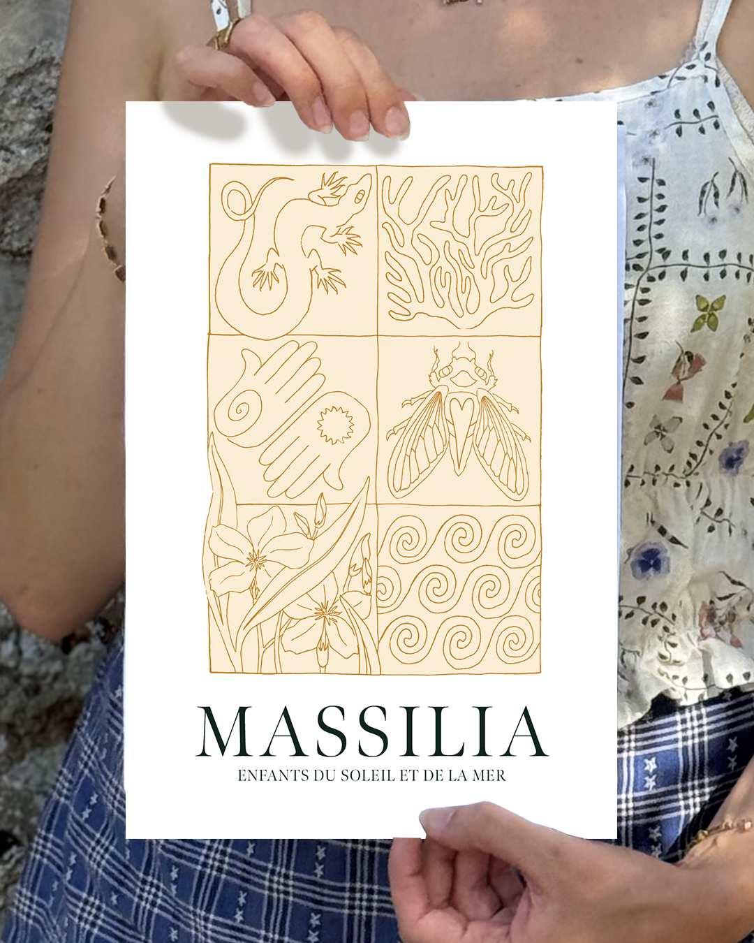 Affiche Marseille / MASSILIA Bronze - Enfants du soleil et de la mer