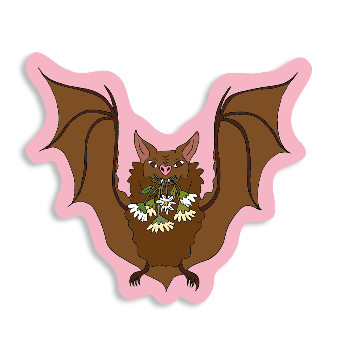 Sticker chauve-souris fleur