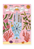 Carte postale Tarot de Marseille main bleu